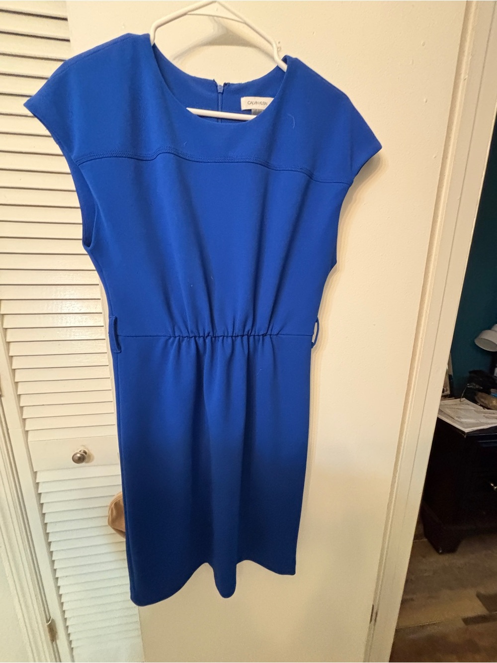 Calvin Klein Blue Cap-Sleeve Sheath Dress